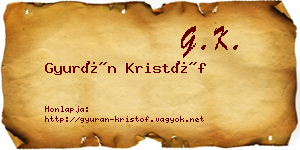 Gyurán Kristóf névjegykártya